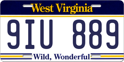 WV license plate 9IU889