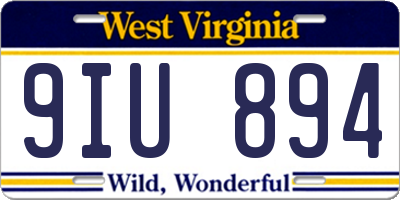 WV license plate 9IU894
