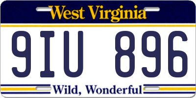 WV license plate 9IU896