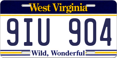 WV license plate 9IU904