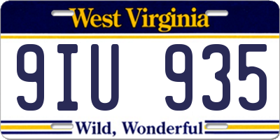 WV license plate 9IU935