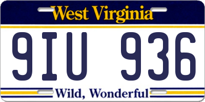 WV license plate 9IU936
