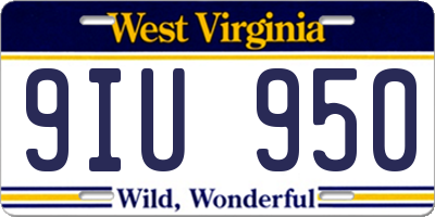 WV license plate 9IU950