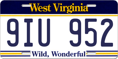 WV license plate 9IU952