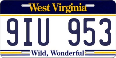 WV license plate 9IU953