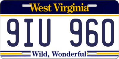 WV license plate 9IU960