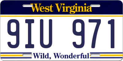 WV license plate 9IU971