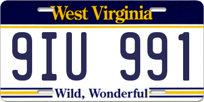 WV license plate 9IU991