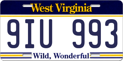 WV license plate 9IU993
