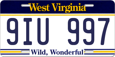WV license plate 9IU997