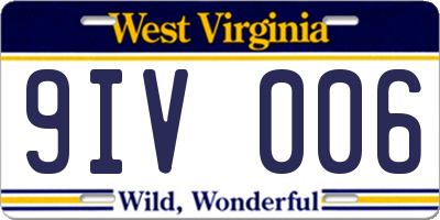 WV license plate 9IV006