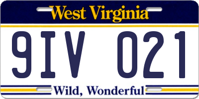 WV license plate 9IV021