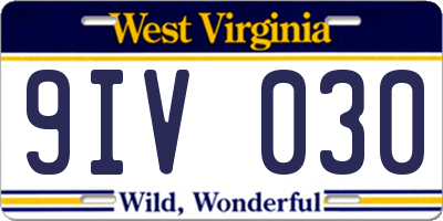 WV license plate 9IV030