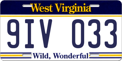 WV license plate 9IV033