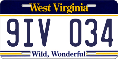 WV license plate 9IV034