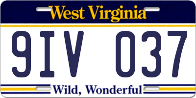 WV license plate 9IV037