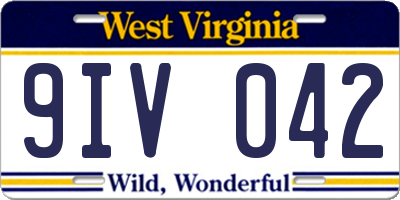 WV license plate 9IV042