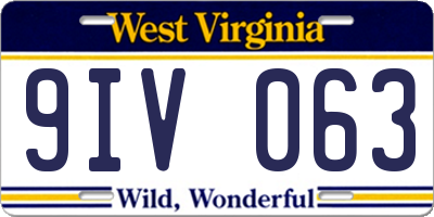 WV license plate 9IV063