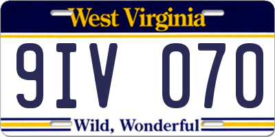 WV license plate 9IV070