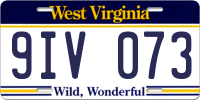 WV license plate 9IV073