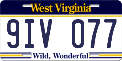 WV license plate 9IV077