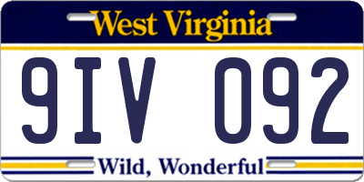 WV license plate 9IV092
