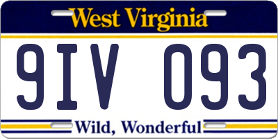 WV license plate 9IV093