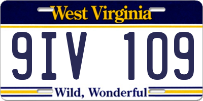 WV license plate 9IV109
