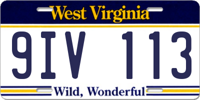 WV license plate 9IV113