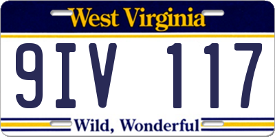 WV license plate 9IV117