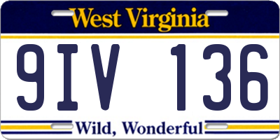 WV license plate 9IV136