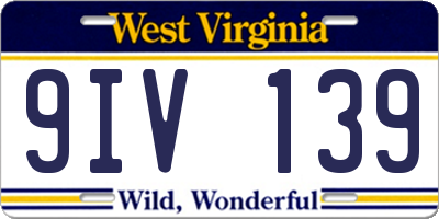 WV license plate 9IV139