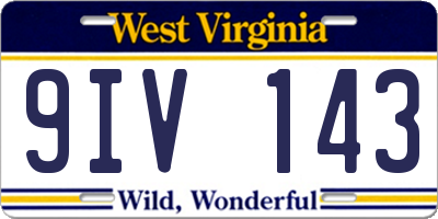WV license plate 9IV143