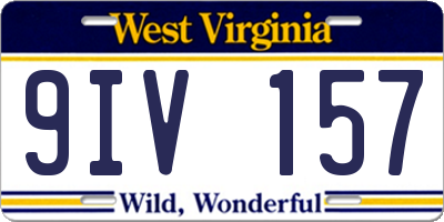 WV license plate 9IV157