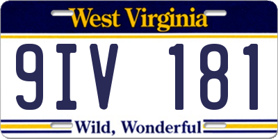 WV license plate 9IV181