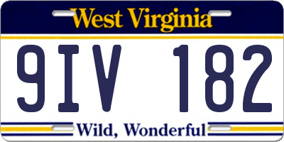 WV license plate 9IV182