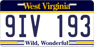 WV license plate 9IV193