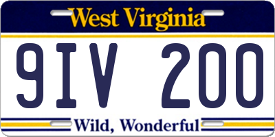 WV license plate 9IV200