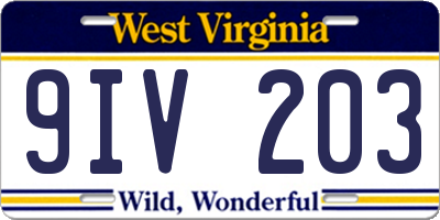 WV license plate 9IV203