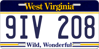 WV license plate 9IV208