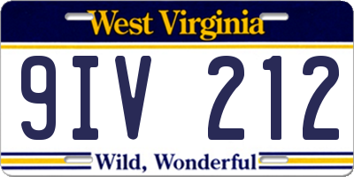 WV license plate 9IV212