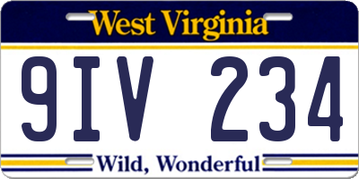 WV license plate 9IV234