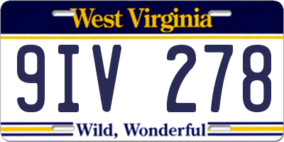 WV license plate 9IV278