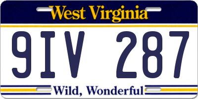 WV license plate 9IV287