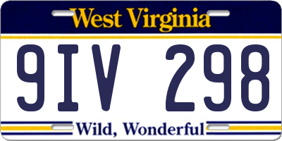 WV license plate 9IV298
