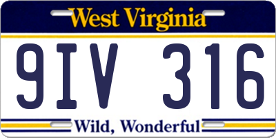 WV license plate 9IV316