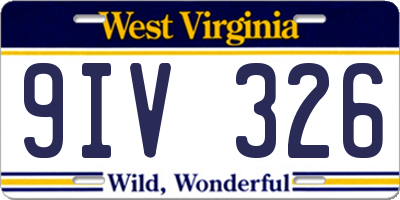 WV license plate 9IV326