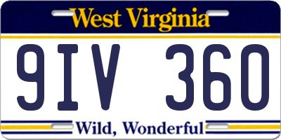 WV license plate 9IV360