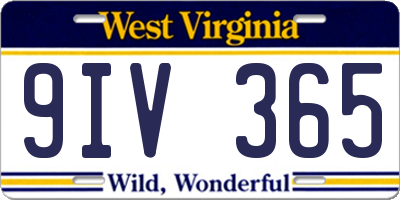 WV license plate 9IV365