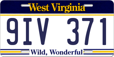 WV license plate 9IV371